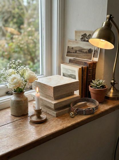 Natural Marble Veined Eternal Pet Memorial Companion Sculpture
