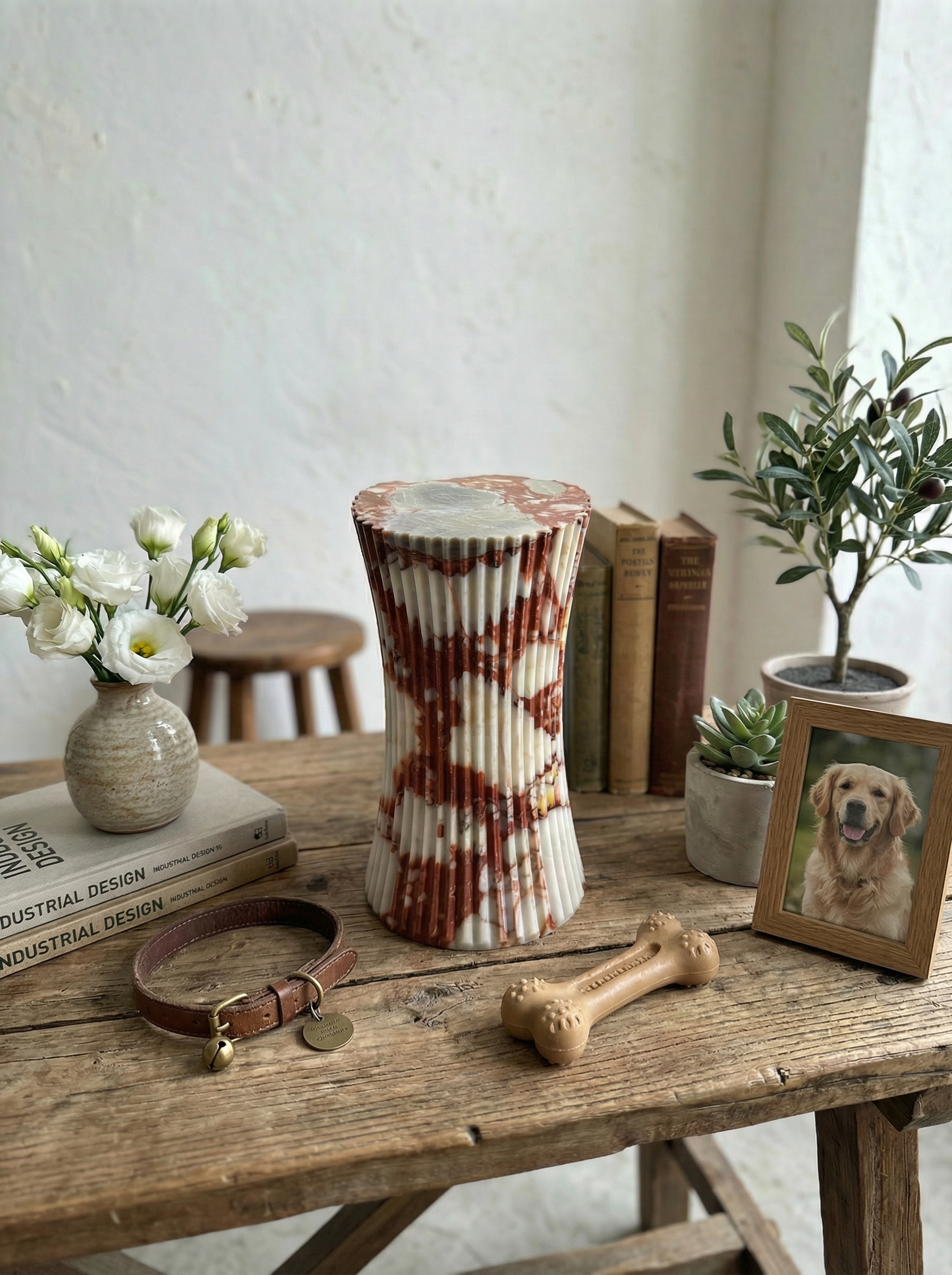 Solid Natural Marble Pet Memorial Keepsake Box, Home Decor Sculpture