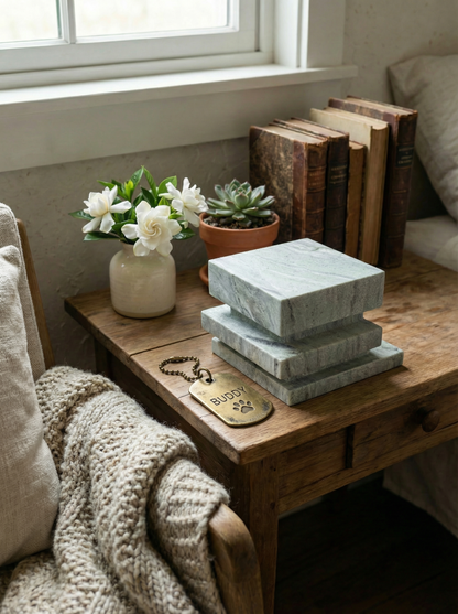 Natural Marble Veined Eternal Pet Memorial Companion Sculpture