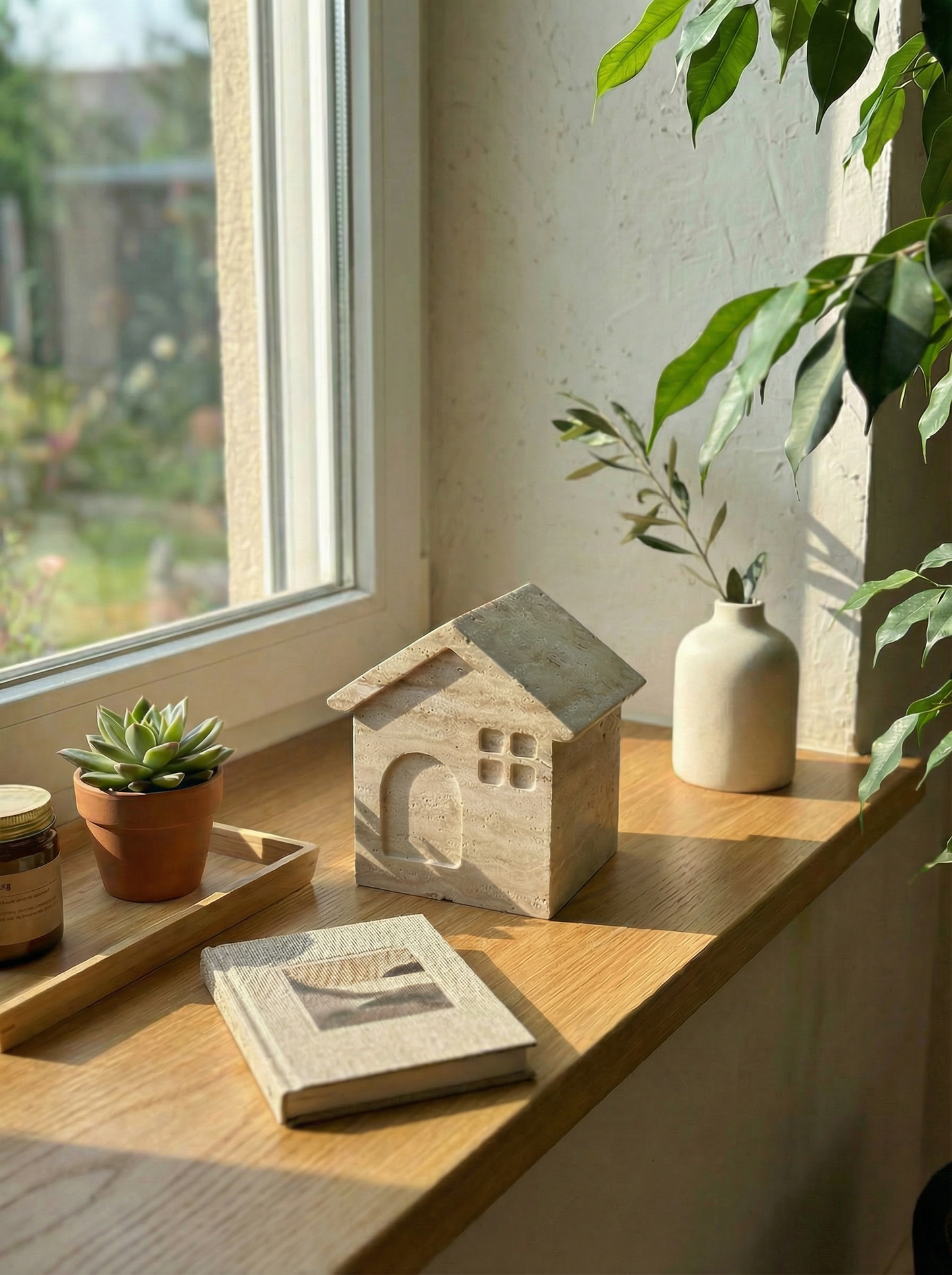 Solid Natural Stone Carved Pet Eternal Memorial Art Sculpture