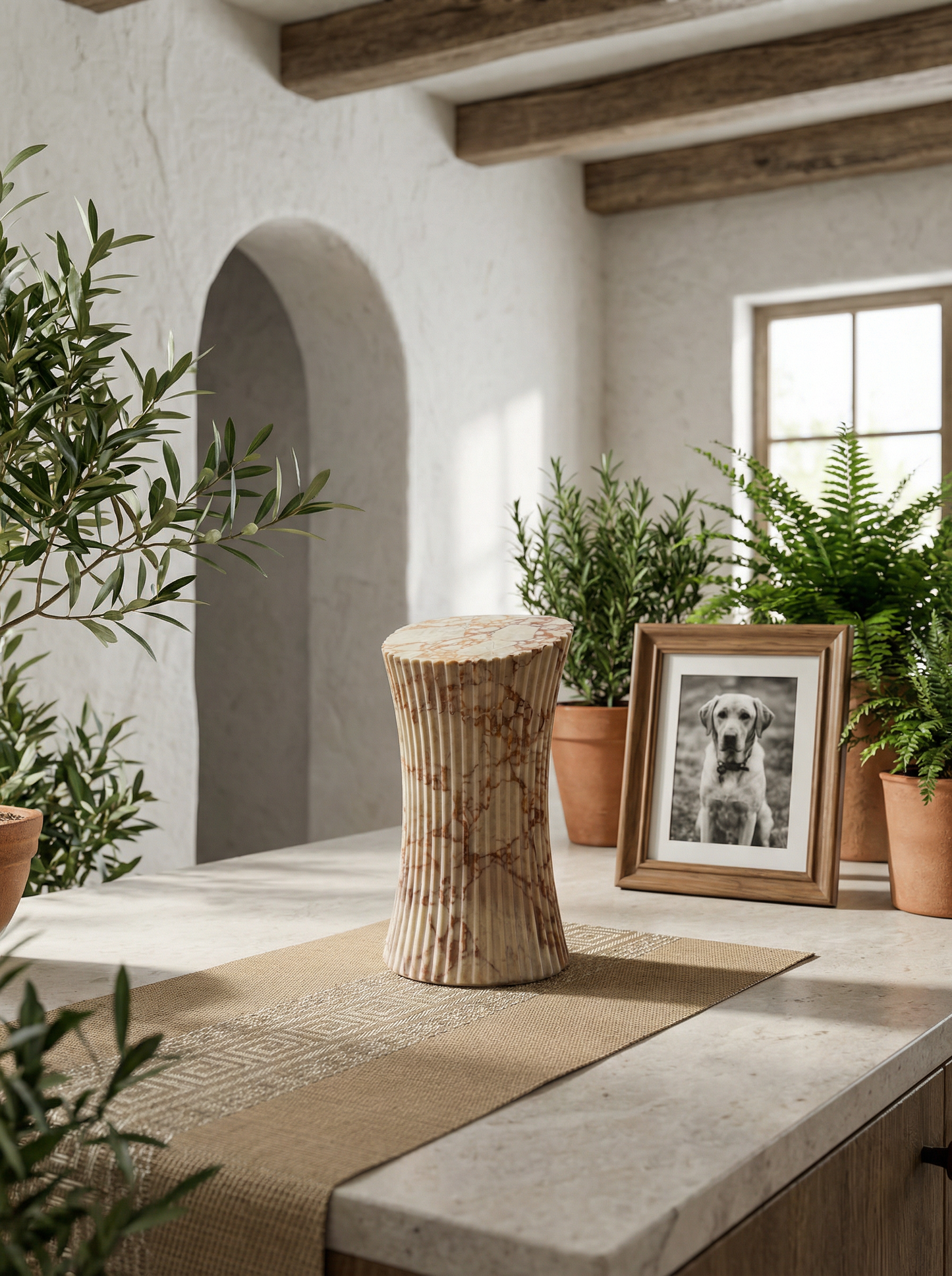 Solid Natural Marble Pet Memorial Keepsake Box, Home Decor Sculpture